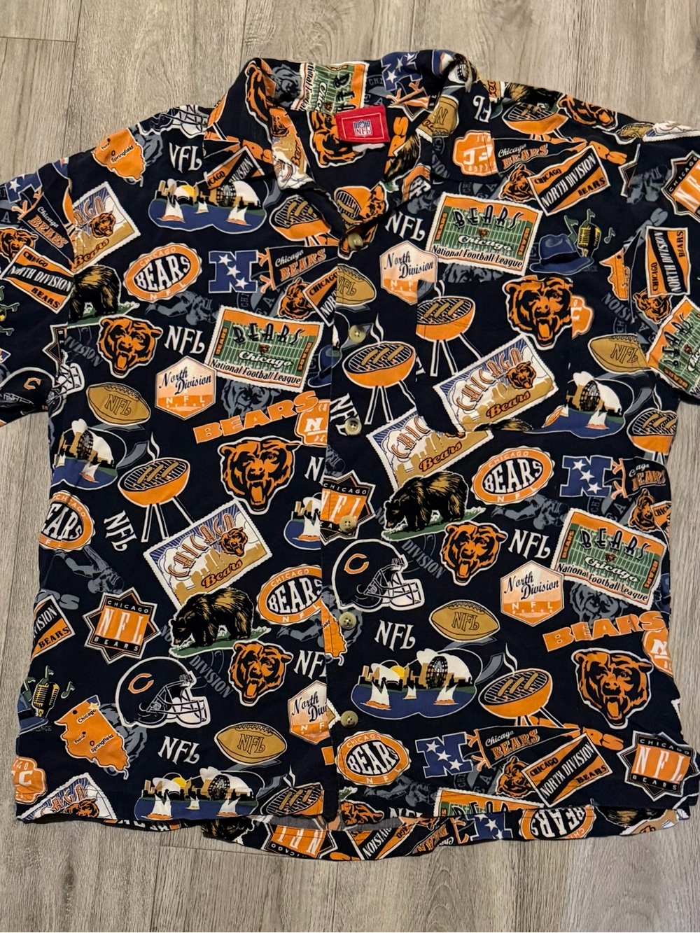 NFL Team Apparel Chicago Bears All Over Print Button Up Short Sleeve Shirt